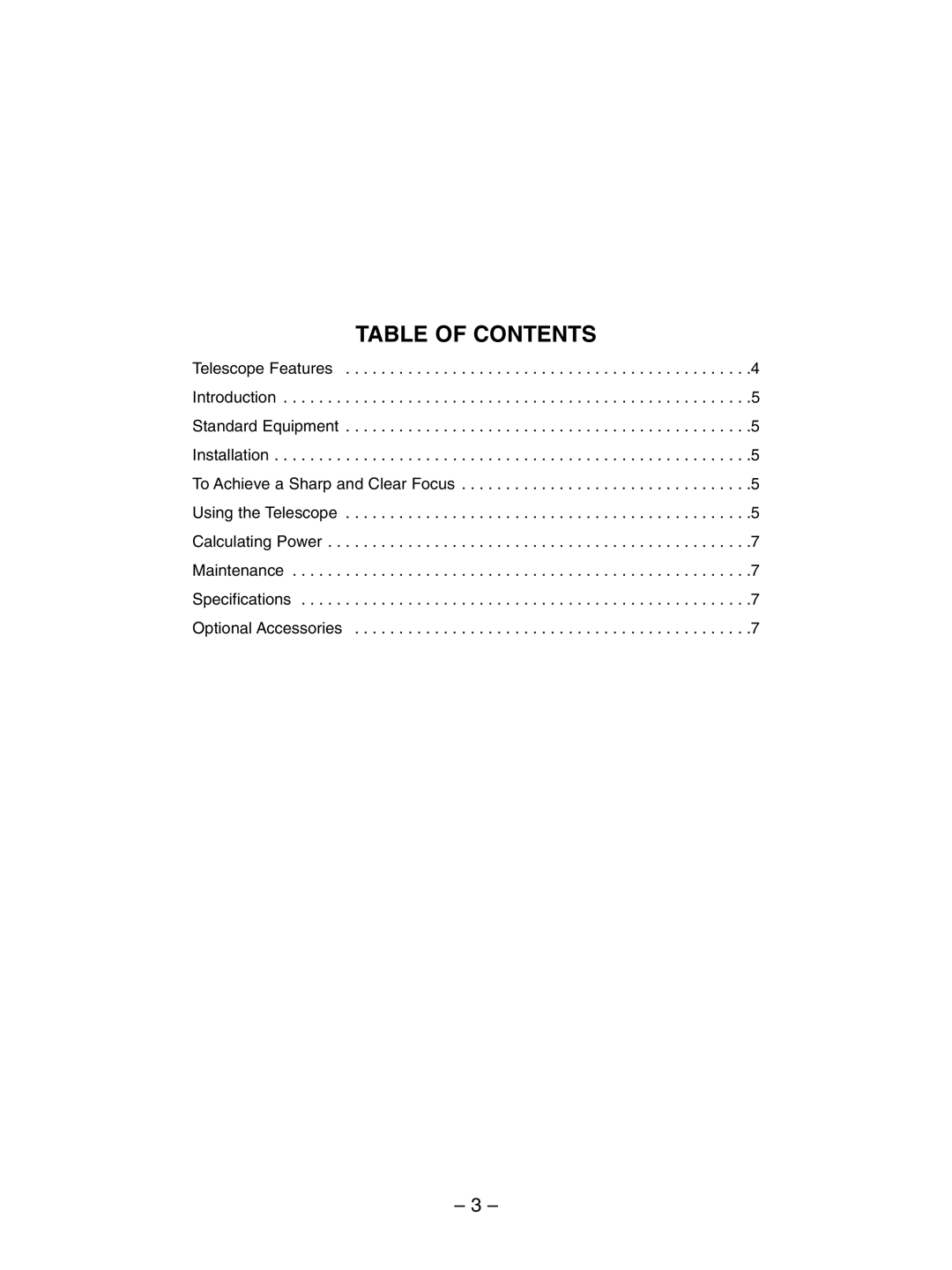 Meade Telestar 40AZ-T instruction manual Table of Contents 