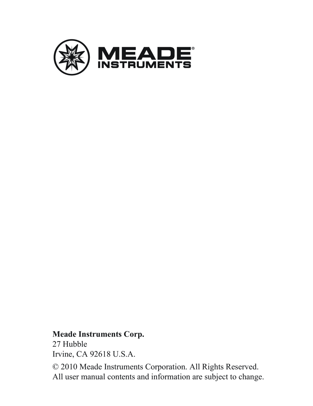 Meade TS33C-M user manual Meade Instruments Corp, Hubble Irvine, CA 92618 U.S.A 