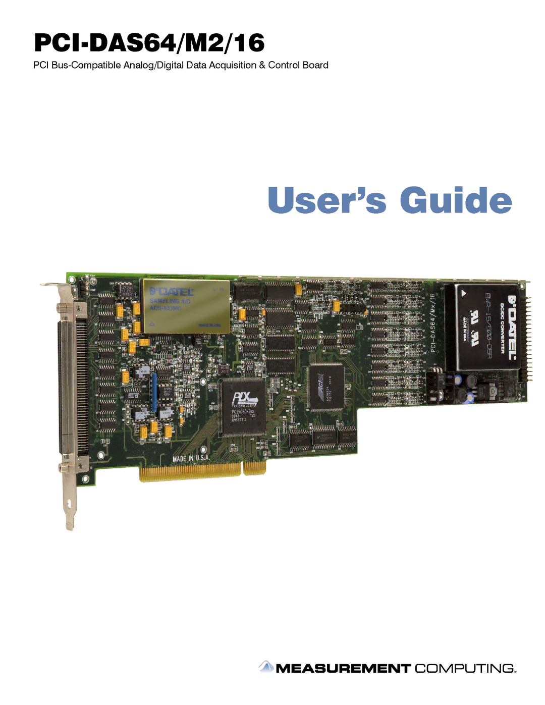 Measurement Specialties PCI-DAS64/M2/16 manual 