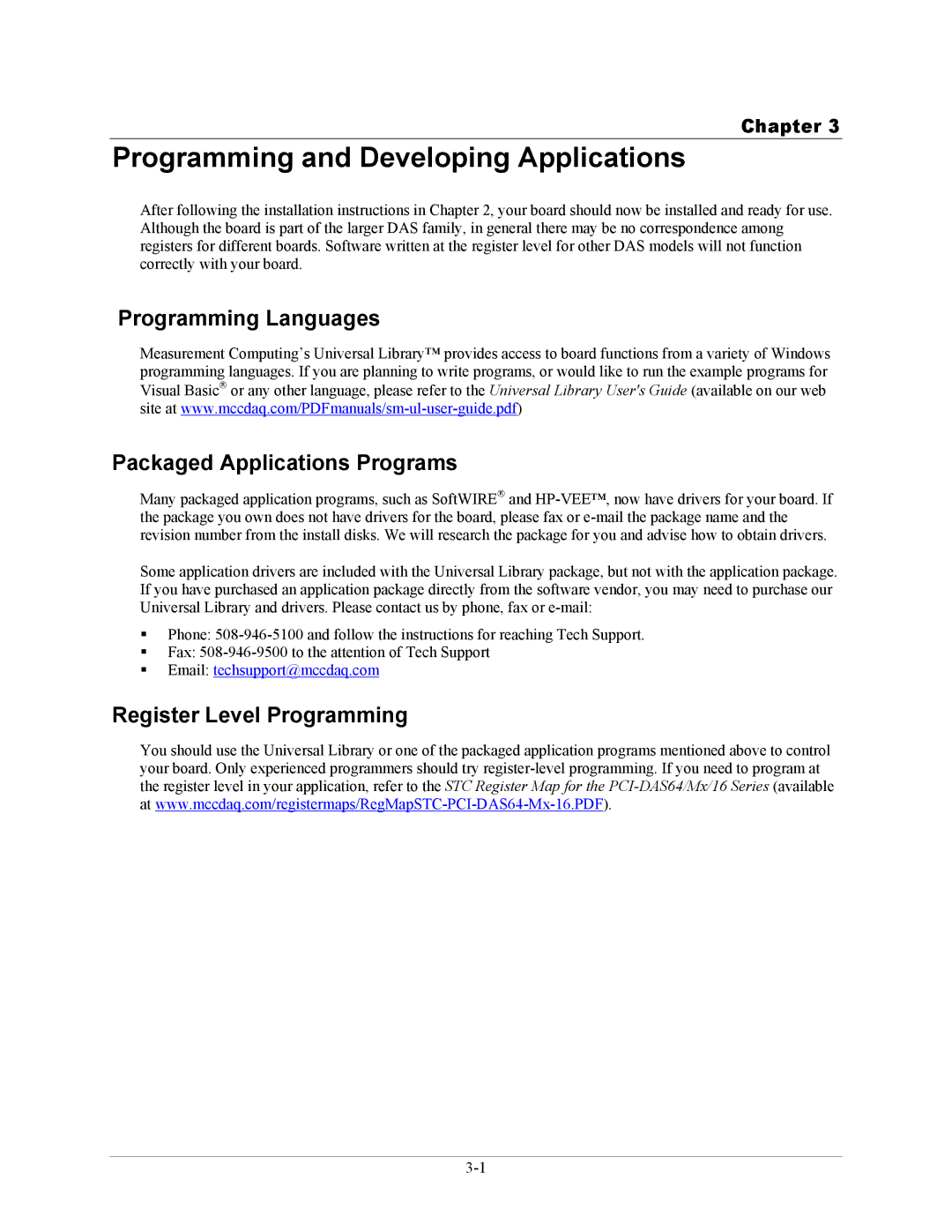 Measurement Specialties PCI-DAS64/M2/16 manual Programming and Developing Applications, Register Level Programming 