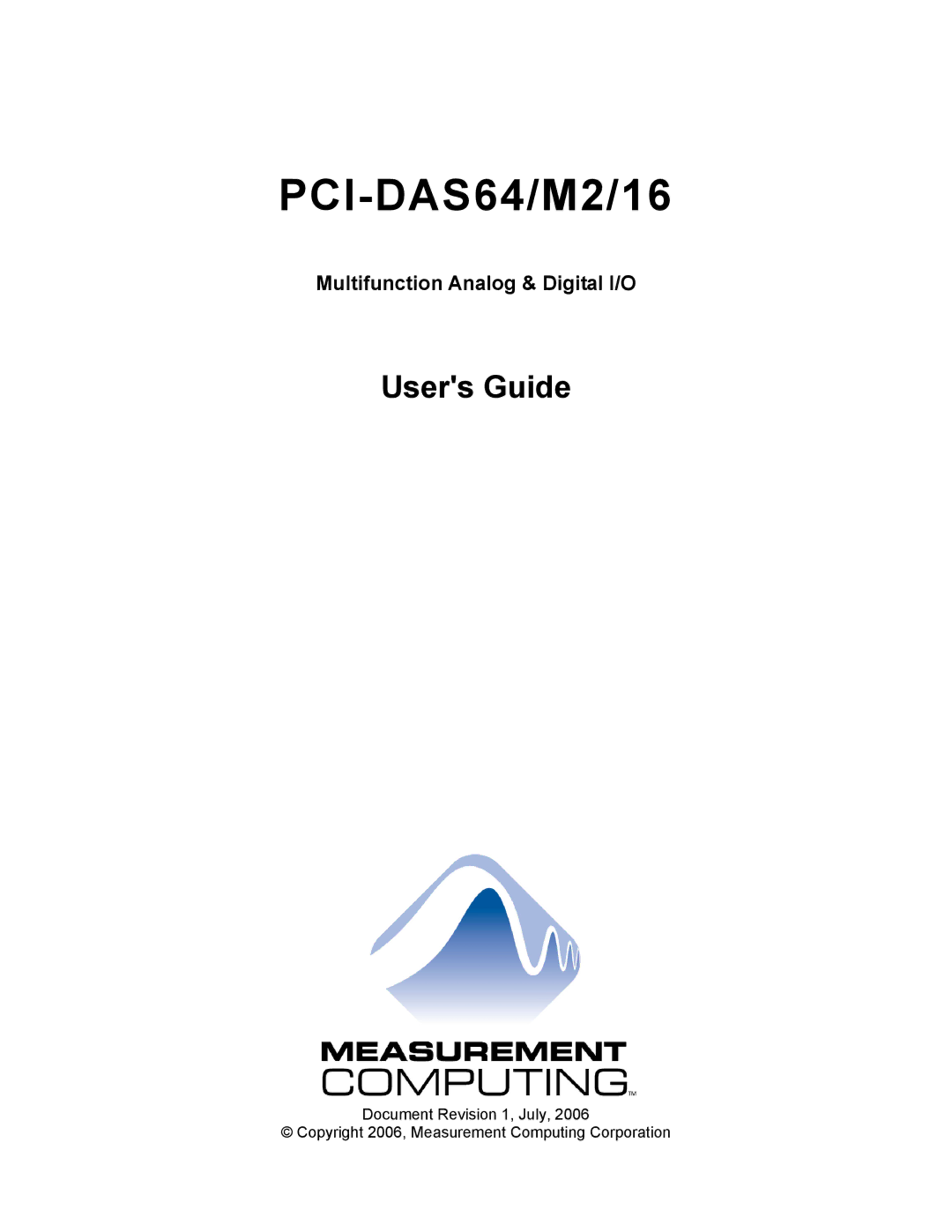 Measurement Specialties PCI-DAS64/M2/16 manual 