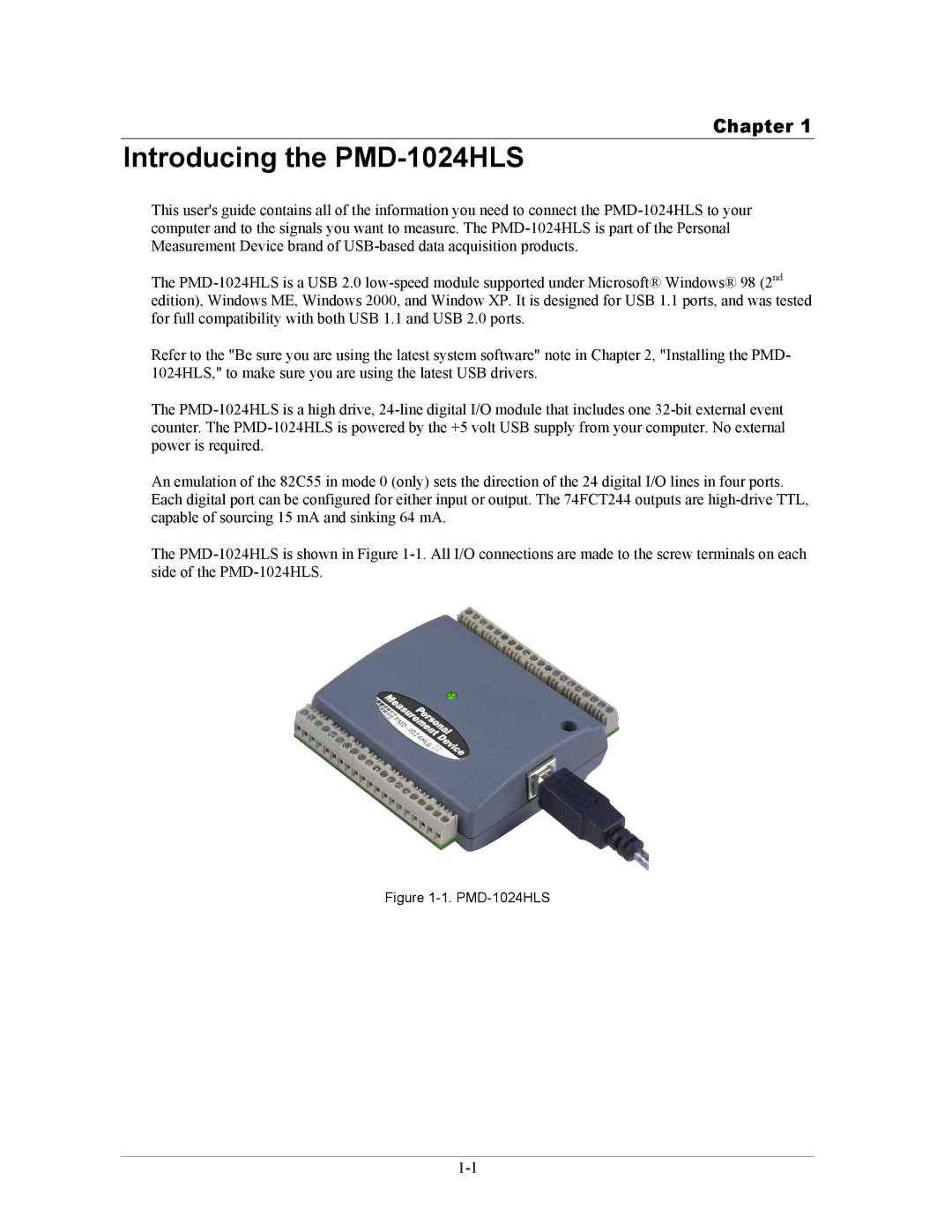 Measurement Specialties manual Introducing the PMD-1024HLS, Chapter 