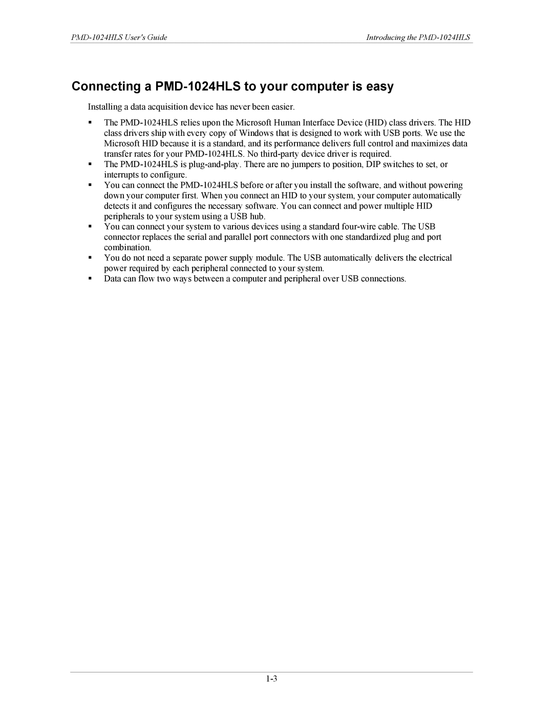 Measurement Specialties manual Connecting a PMD-1024HLS to your computer is easy 