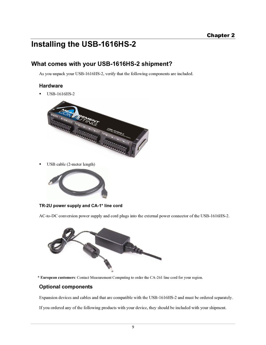 Measurement Specialties manual Installing the USB-1616HS-2, What comes with your USB-1616HS-2 shipment?, Hardware 