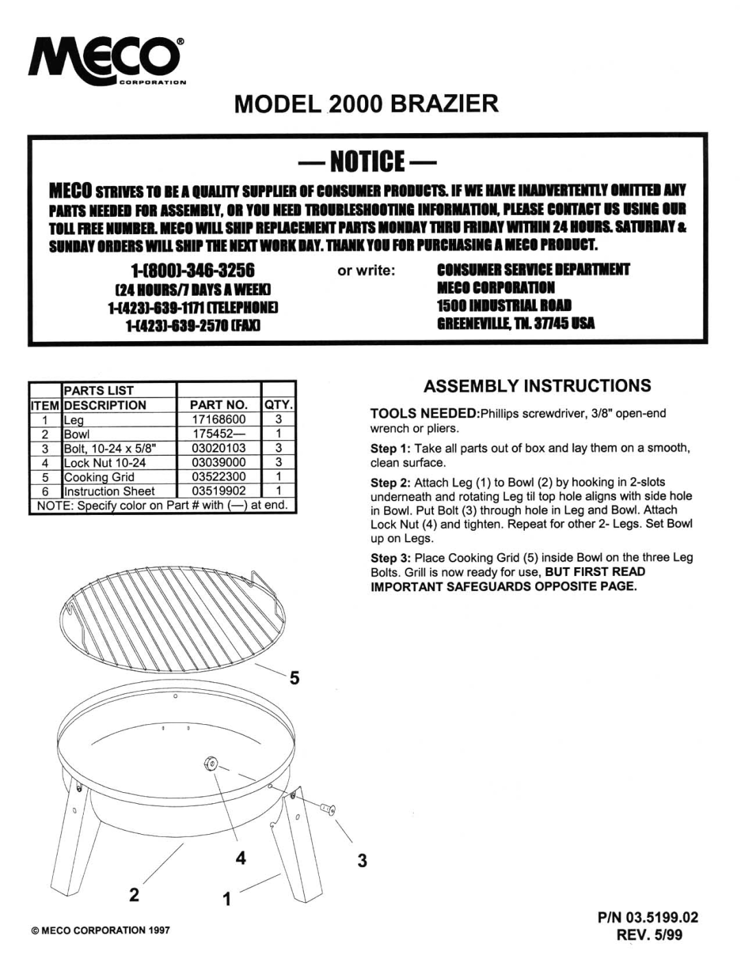 Meco 2000 Brazier manual 