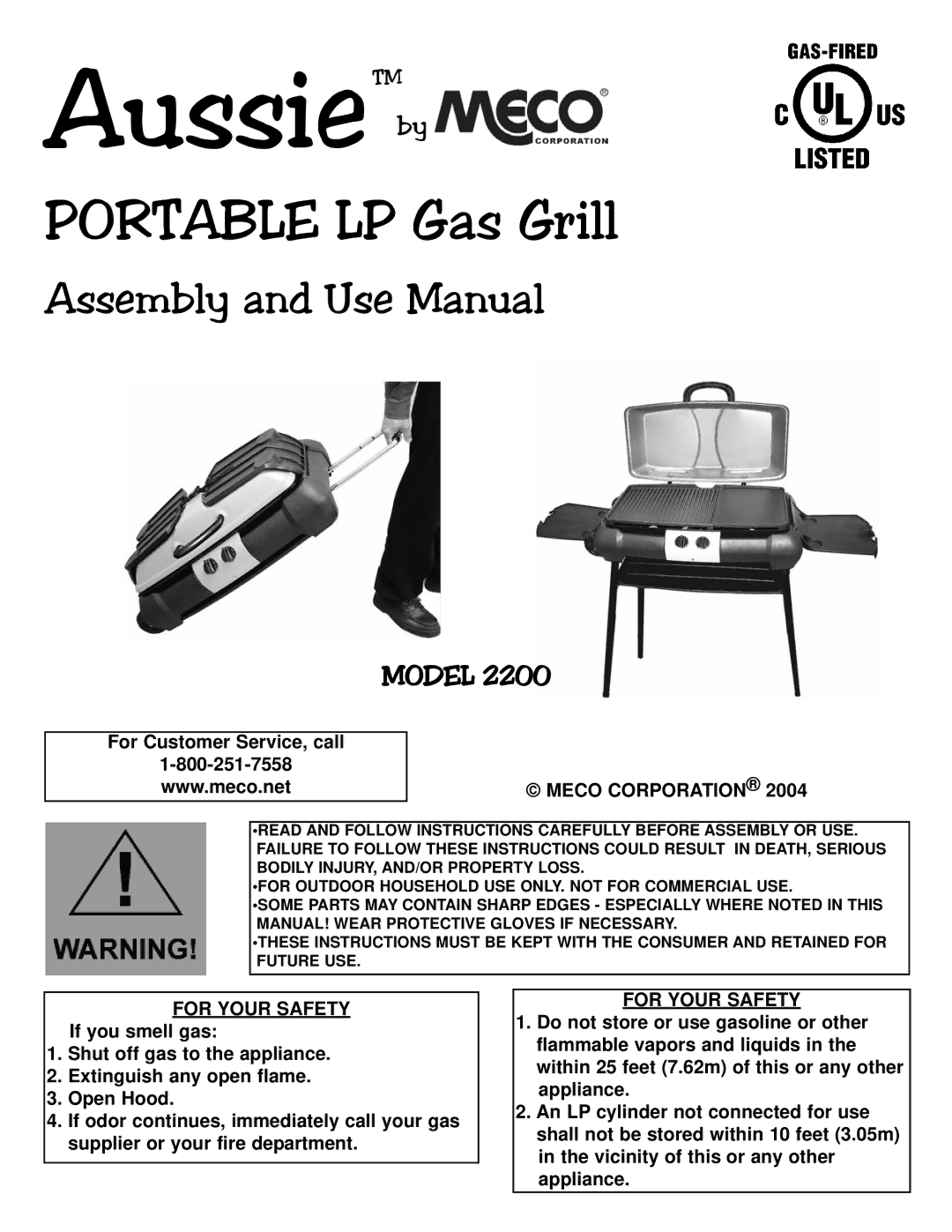 Meco 2200 manual Meco Corporation, For Your Safety 