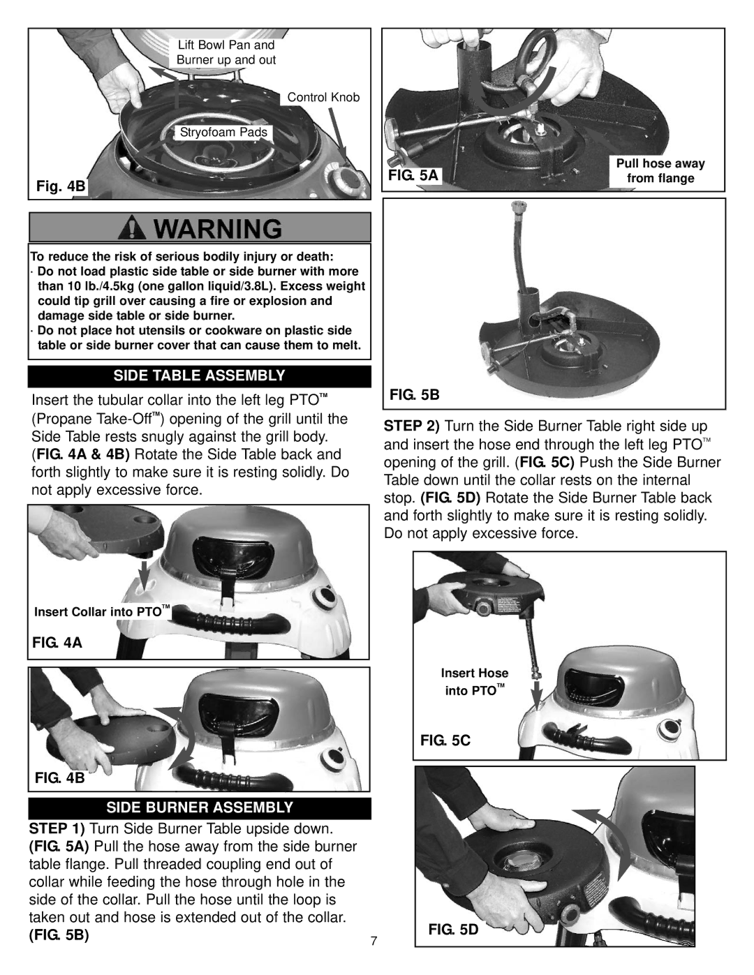 Meco 2440, 2400, 2420, 2430, 2410 owner manual Side Table Assembly, Side Burner Assembly 