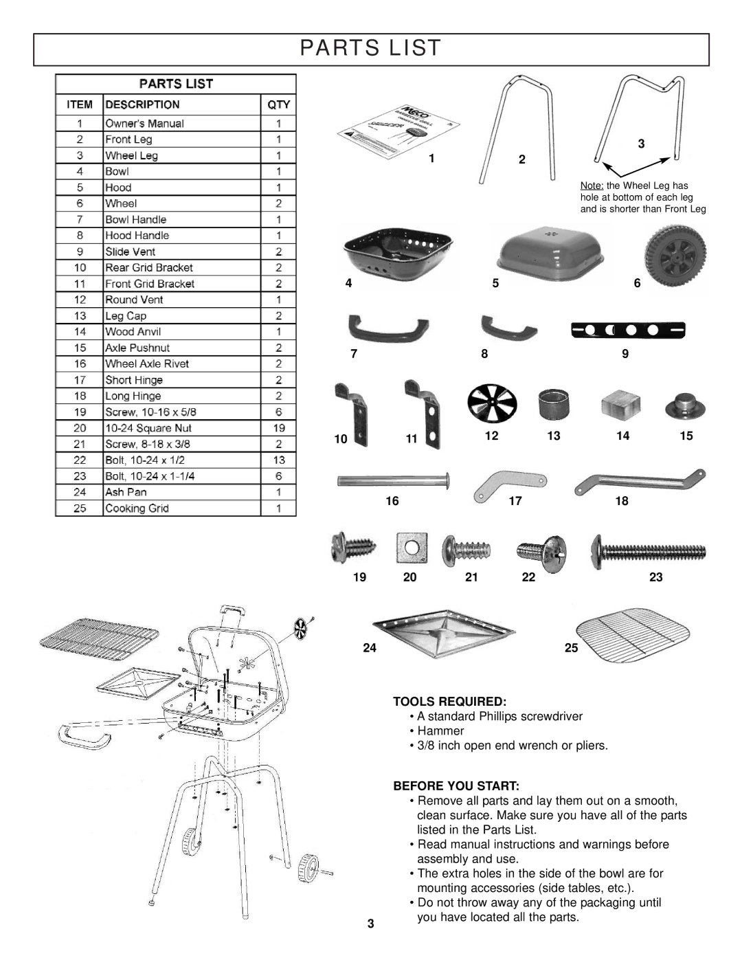 Meco 3340 owner manual Parts List, Tools Required, Before YOU Start 