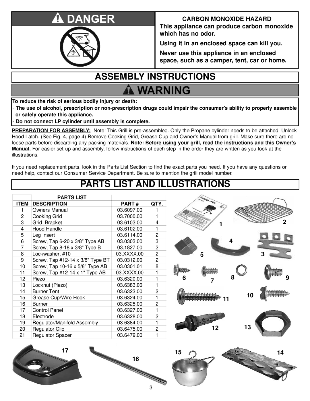 Meco 4280 Walk-a-bout manual Assembly Instructions, Parts List and Illustrations 