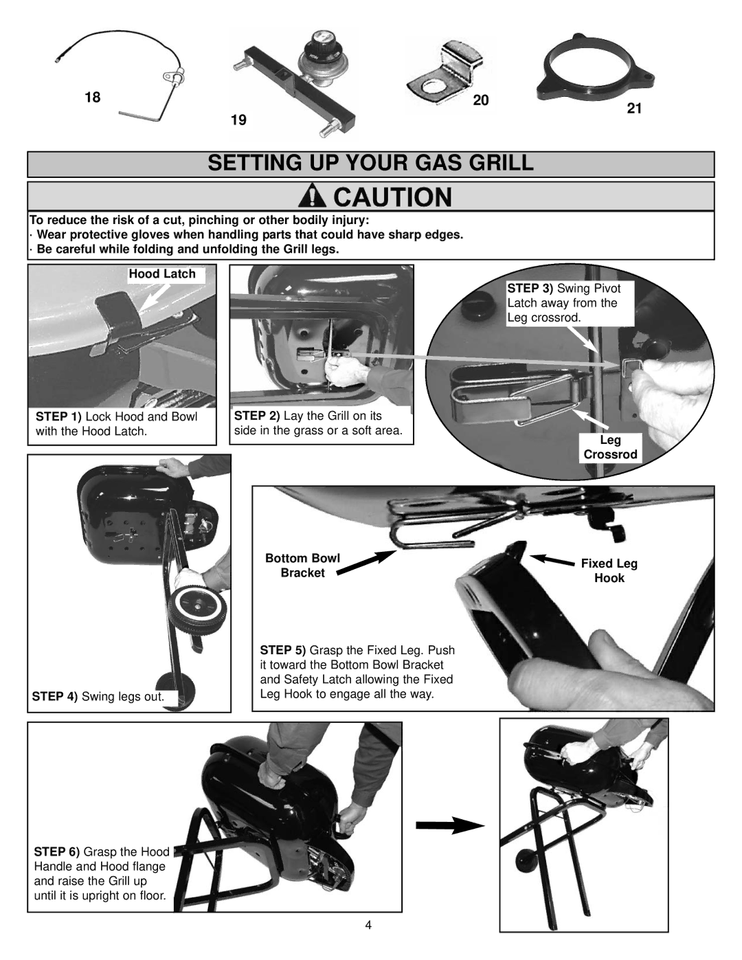 Meco 4280 Walk-a-bout manual Setting UP Your GAS Grill, Bottom Bowl Bracket 