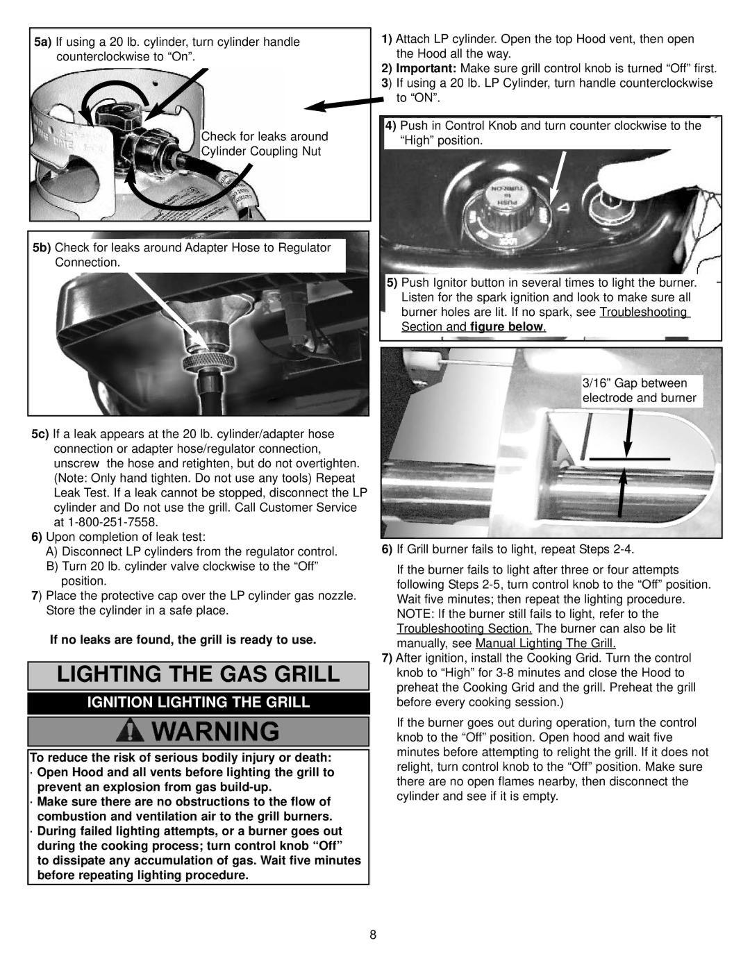 Meco 4280 Walk-a-bout manual Lighting the GAS Grill, Ignition Lighting the Grill 