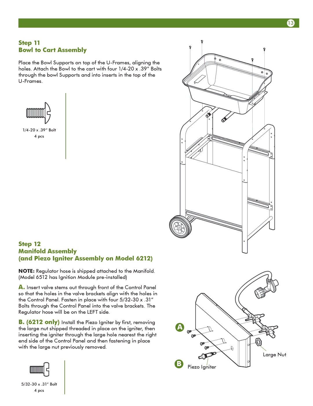 Meco 6212S00T91, 6512S0DT91 manual Step Bowl to Cart Assembly, Step Manifold Assembly Piezo Igniter Assembly on Model 