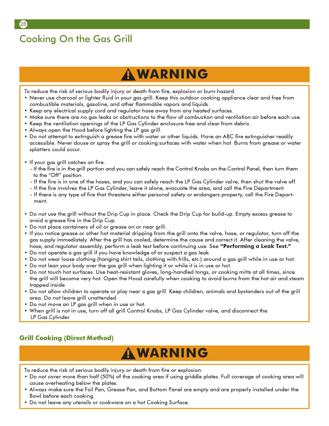 Meco 6512S0DT91, 6212S00T91 manual Cooking On the Gas Grill, Grill Cooking Direct Method 