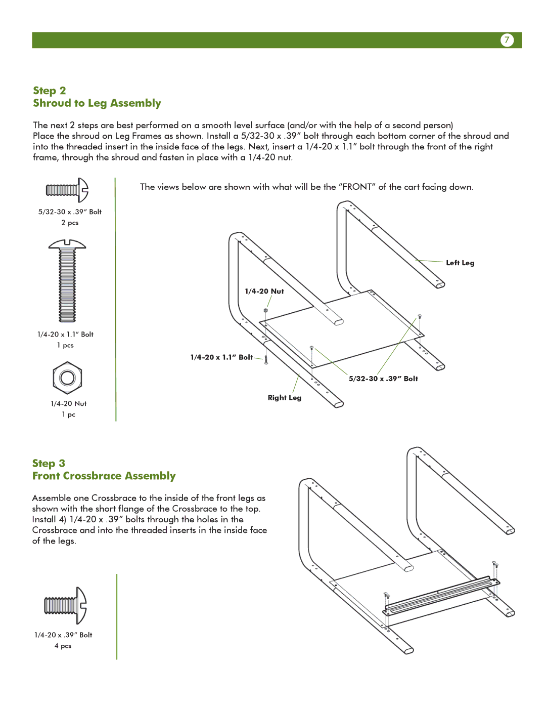 Meco 6212S00T91, 6512S0DT91 manual Step Shroud to Leg Assembly, Front Crossbrace Assembly 