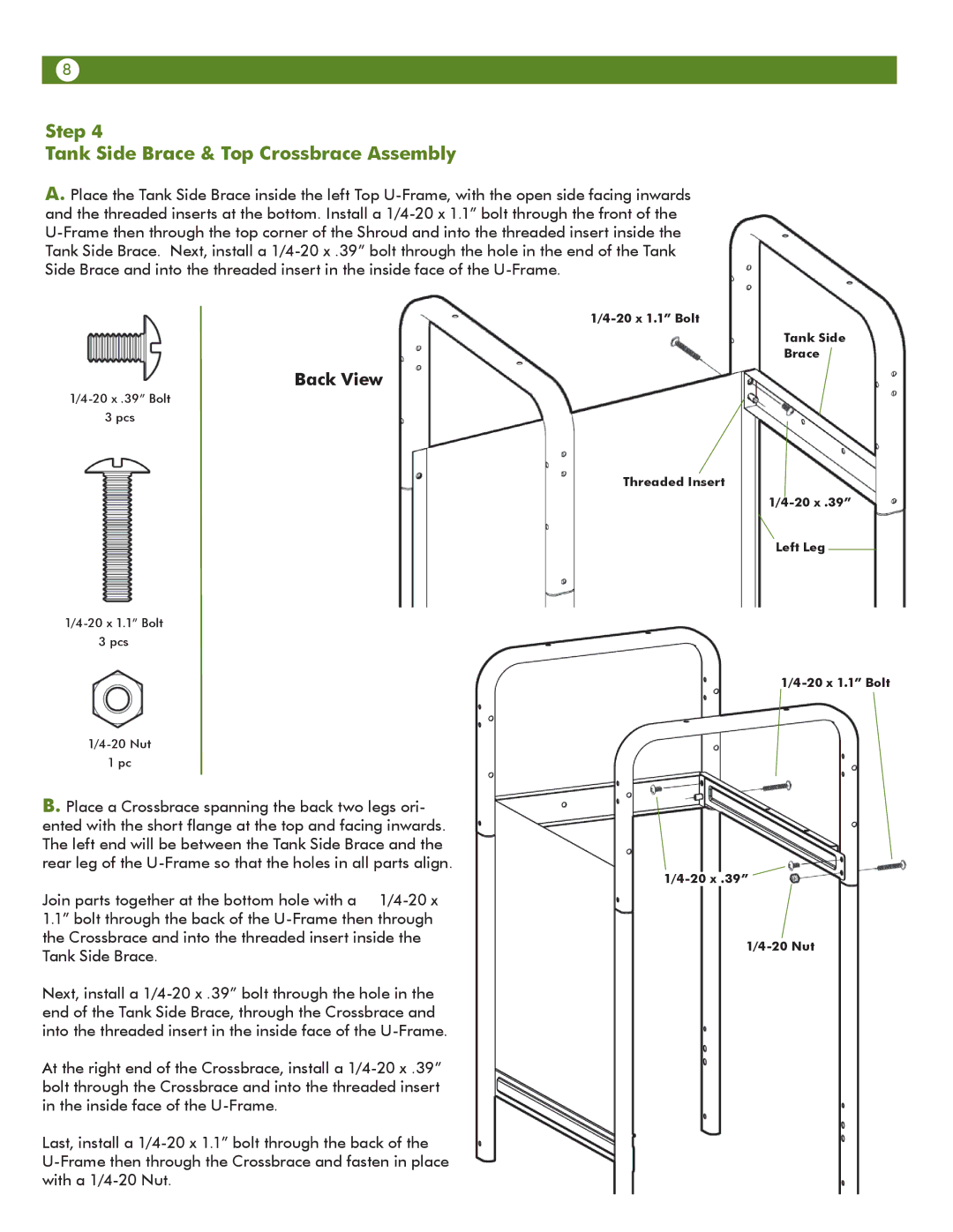 Meco 6512S0DT91, 6212S00T91 manual Step Tank Side Brace & Top Crossbrace Assembly, Back View 