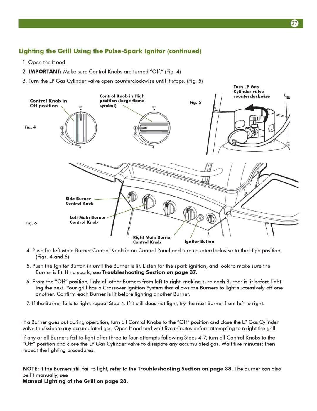 Meco 6623S8E641 manual Manual Lighting of the Grill on 