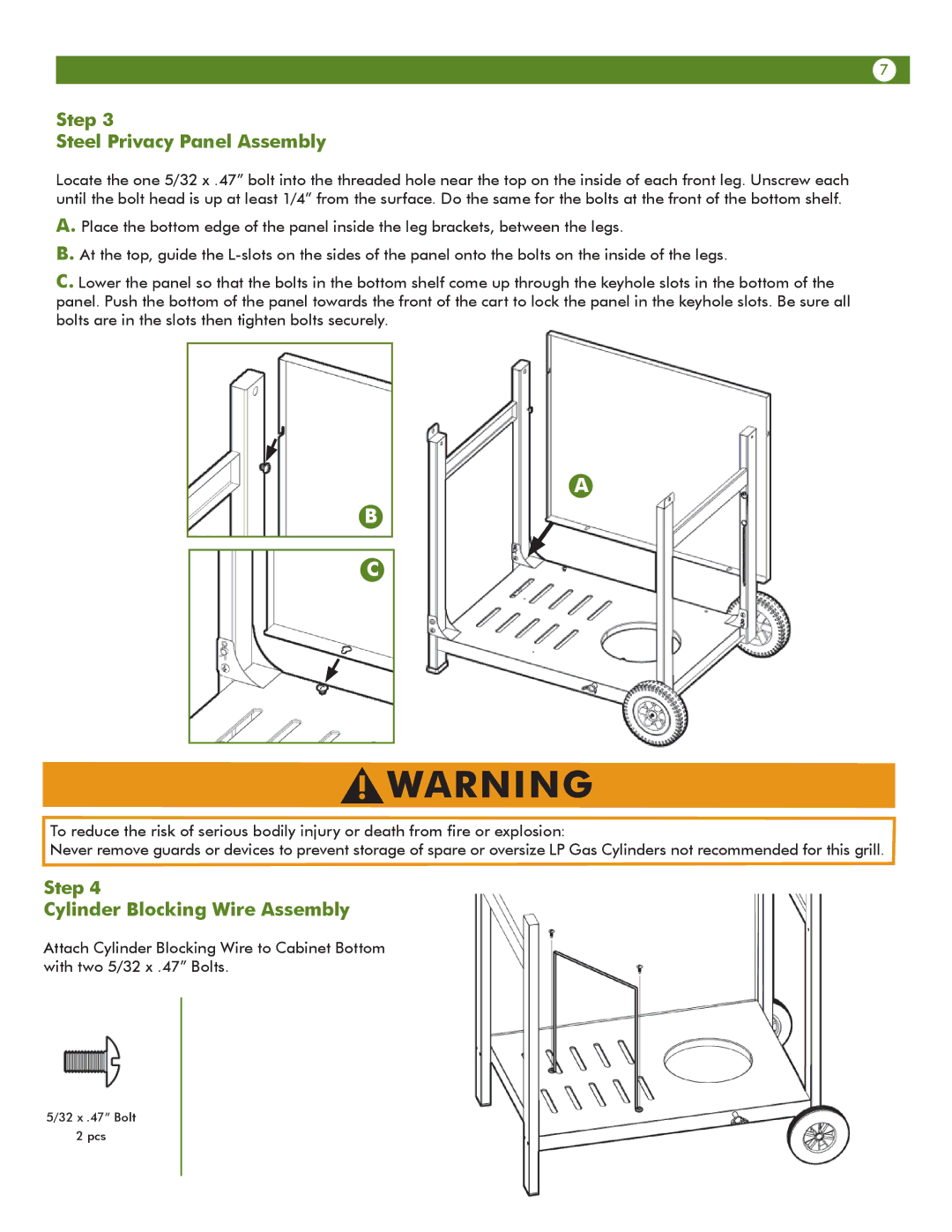 Meco 67A4T09K21 manual Step Steel Privacy Panel Assembly, Step Cylinder Blocking Wire Assembly 