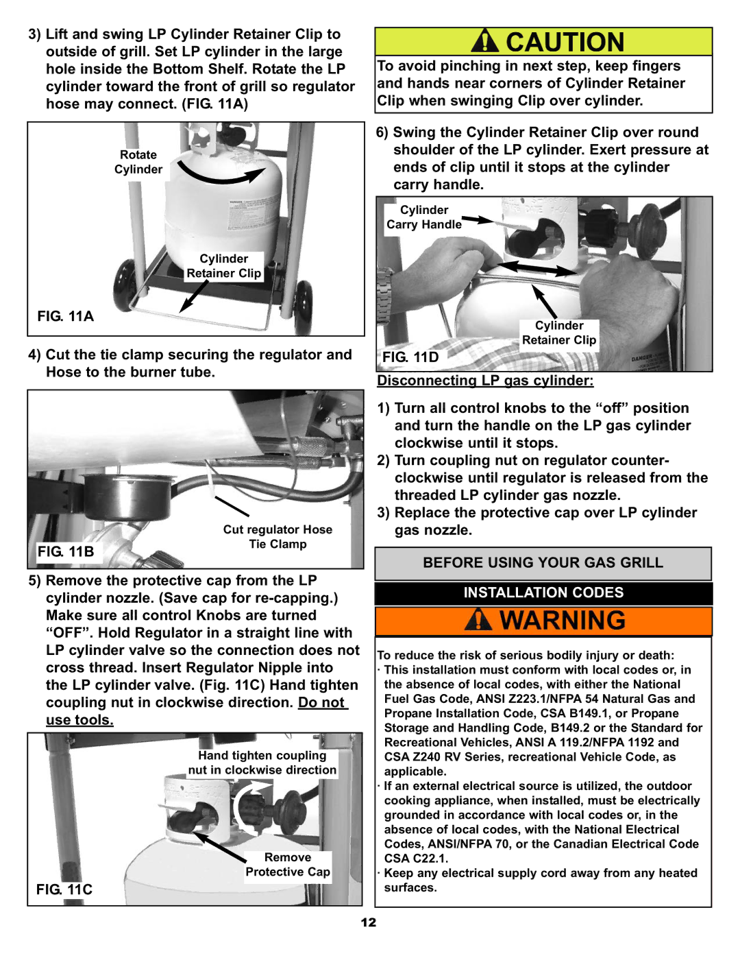 Meco 7110.7.641 manual Before Using Your GAS Grill, Installation Codes 