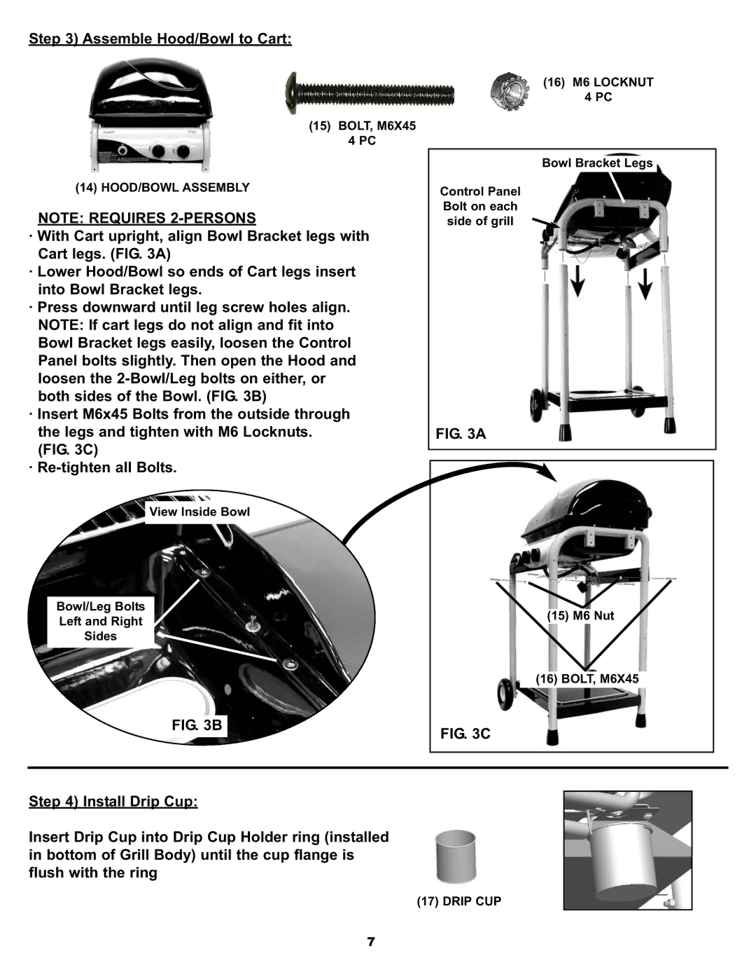 Meco 7110.7.641 manual Assemble Hood/Bowl to Cart 