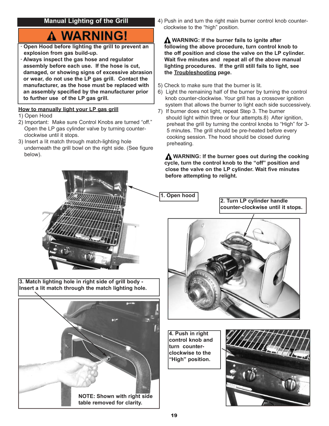 Meco 7710S8.641, 7710.8.641 manual Manual Lighting of the Grill 