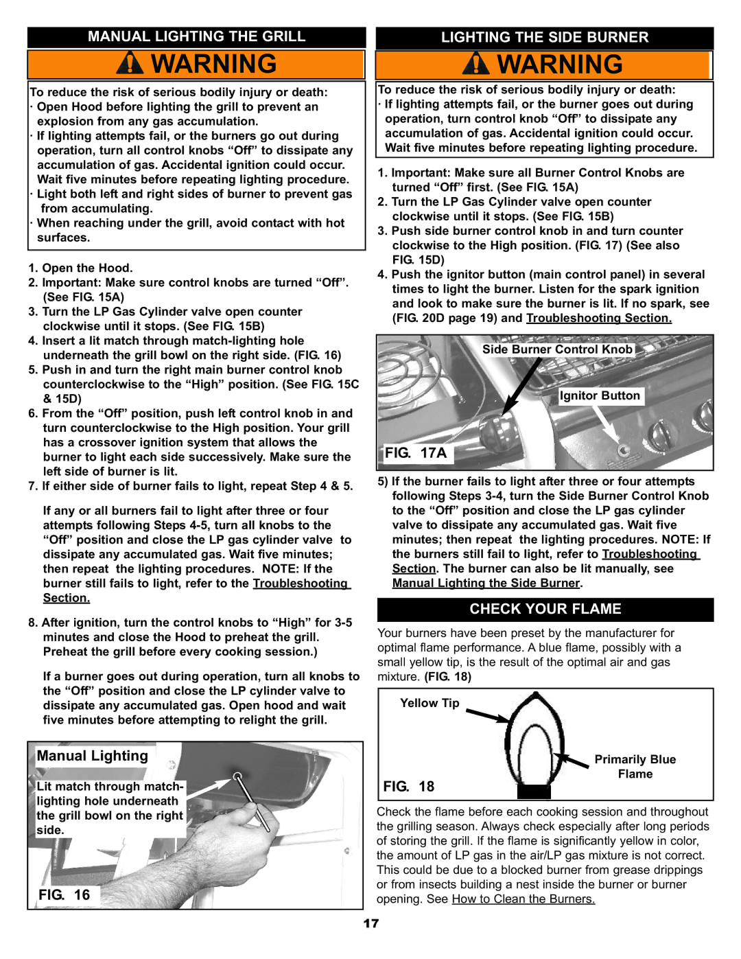 Meco 7900 manual Check Your Flame, Manual Lighting 