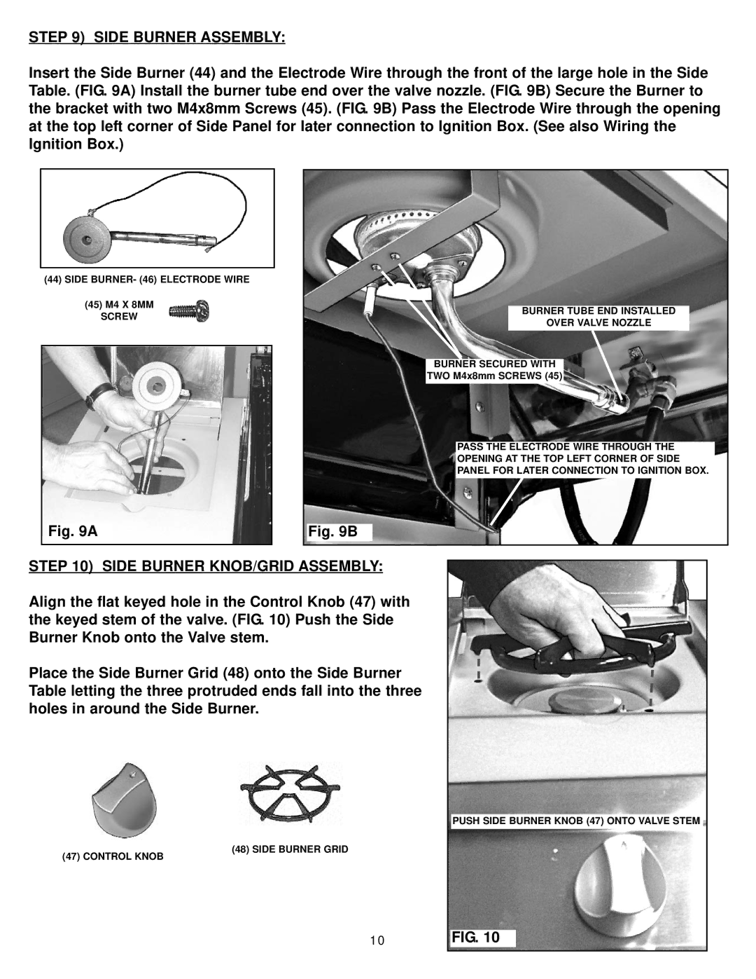 Meco 8452-5-SS1 manual Side Burner Assembly, Side Burner KNOB/GRID Assembly 