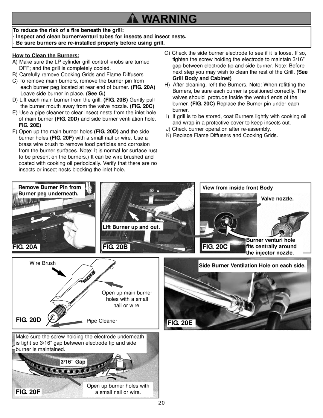 Meco 8452-5-SS1 manual Grill Body and Cabinet, 16 Gap 