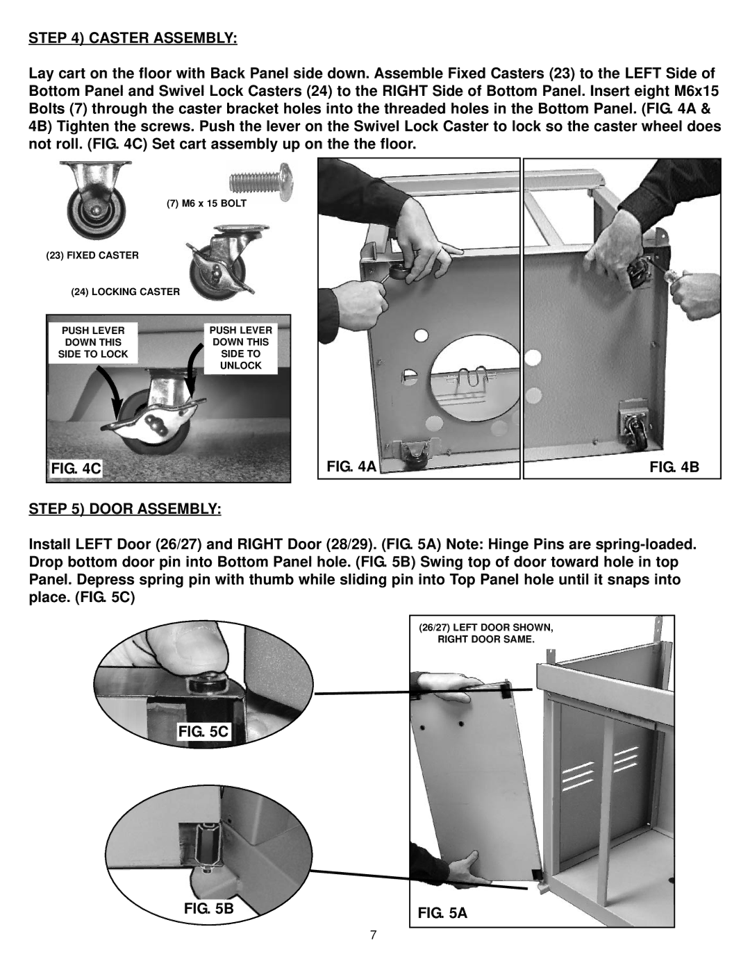 Meco 8452-5-SS1 manual Caster Assembly, Door Assembly 