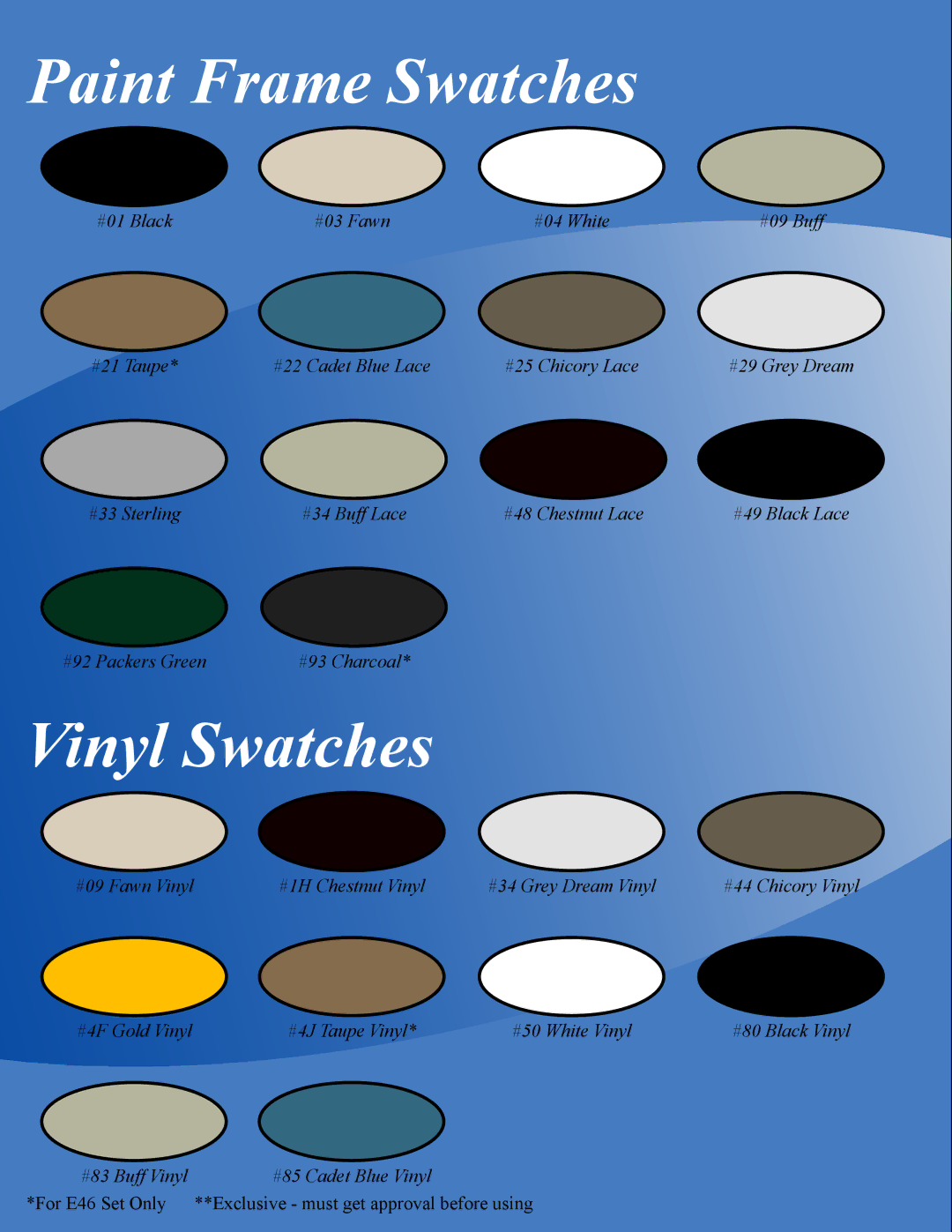 Meco E48 manual Paint Frame Swatches 