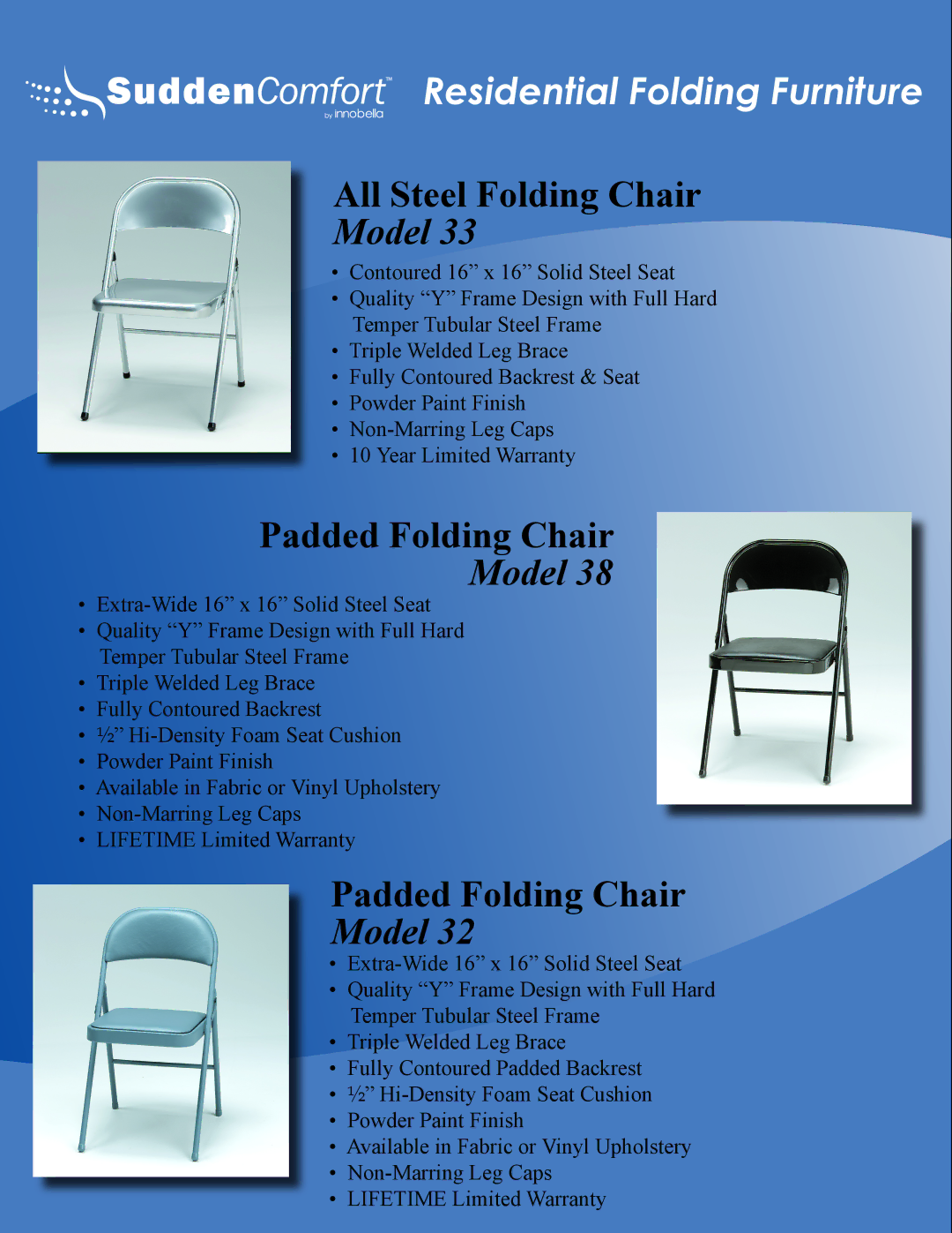 Meco E48 manual All Steel Folding Chair, Model, Padded Folding Chair 