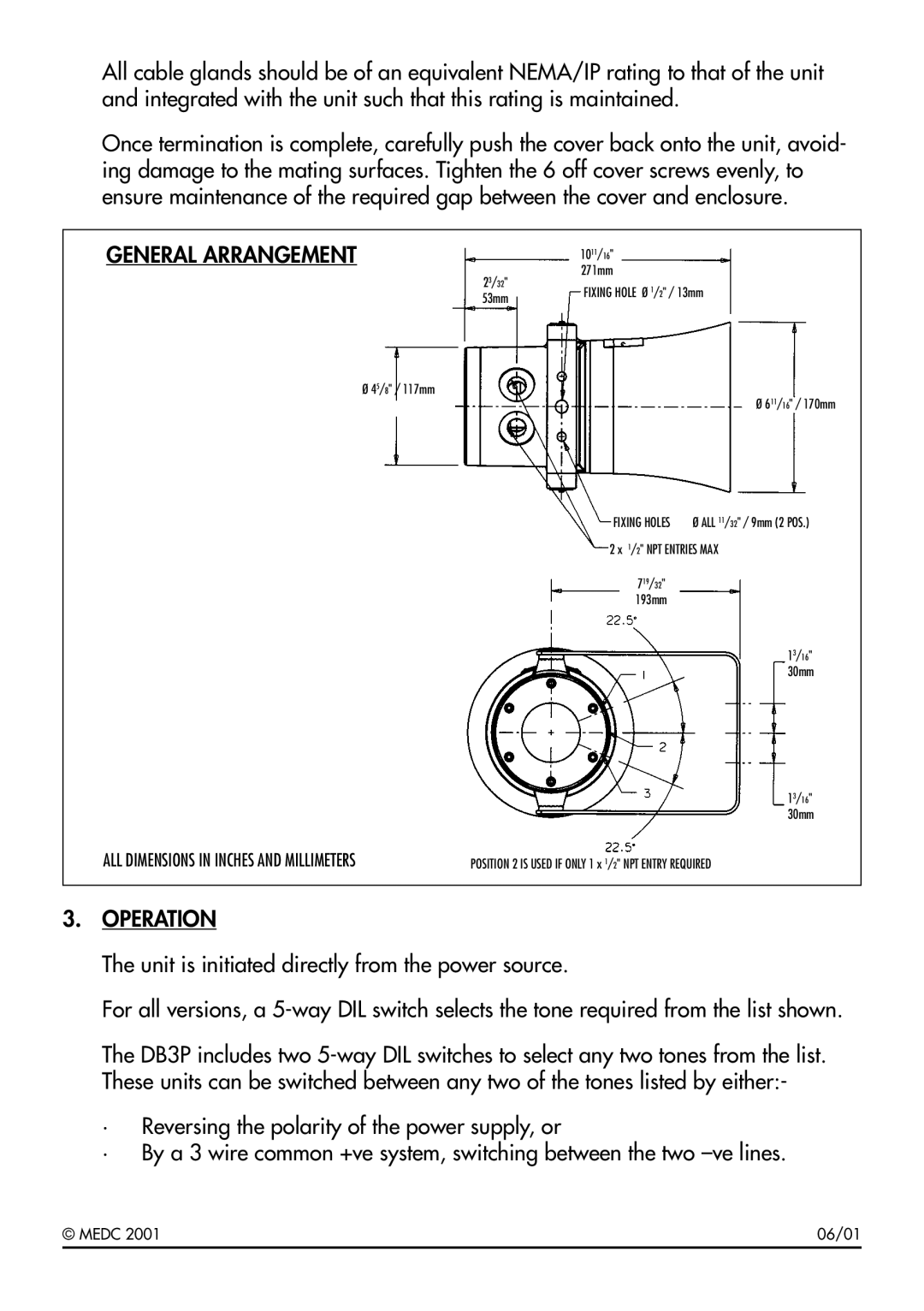 MedCenter DB3 manual General Arrangement, Operation 