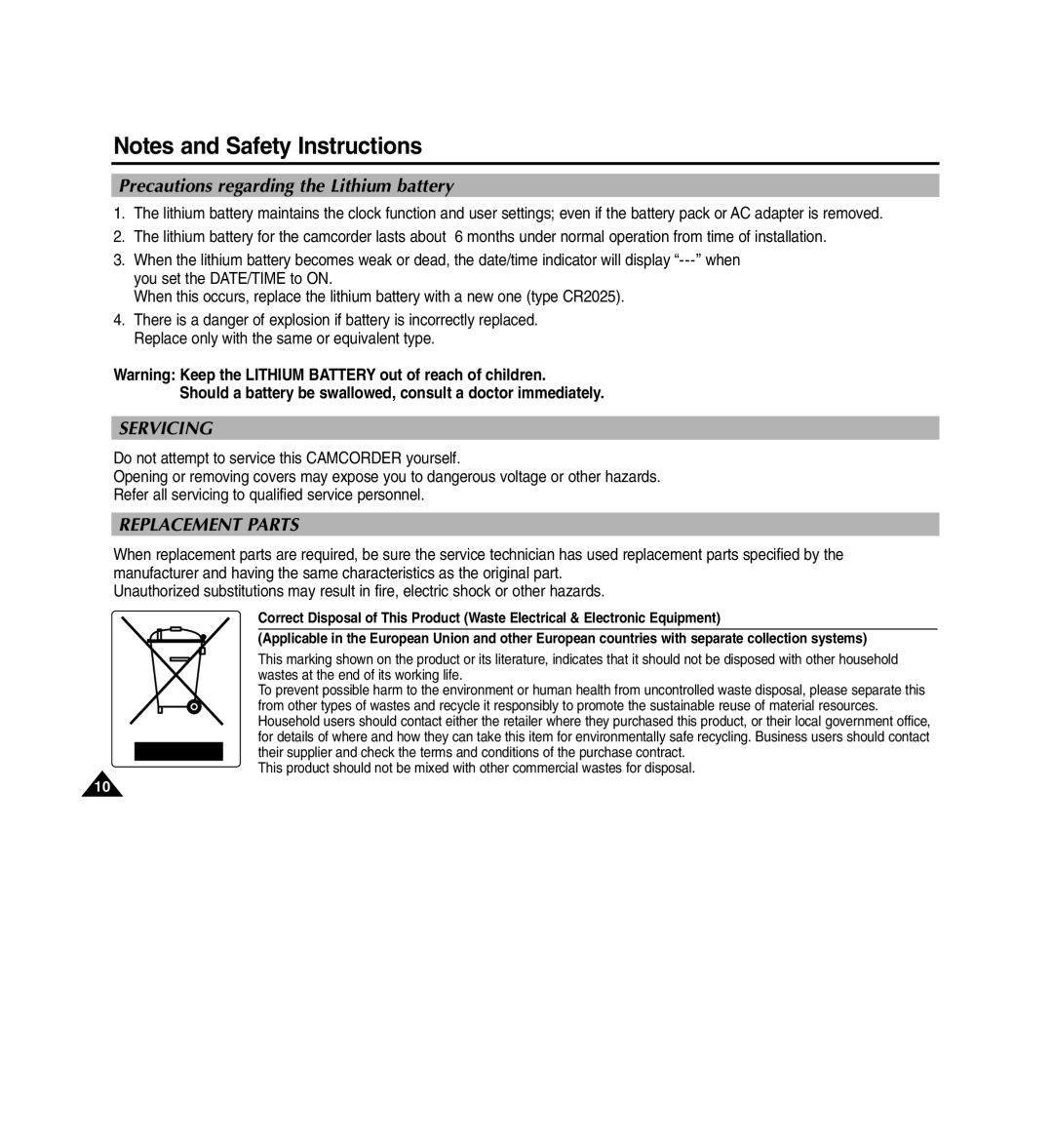 Medion MD80566 Precautions regarding the Lithium battery, Should a battery be swallowed, consult a doctor immediately 