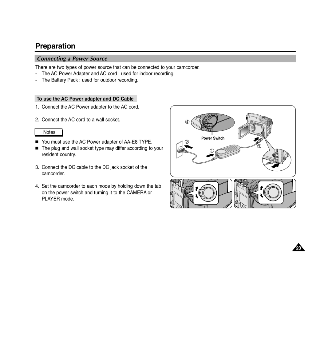 Medion MD80566 manual Connecting a Power Source, To use the AC Power adapter and DC Cable 