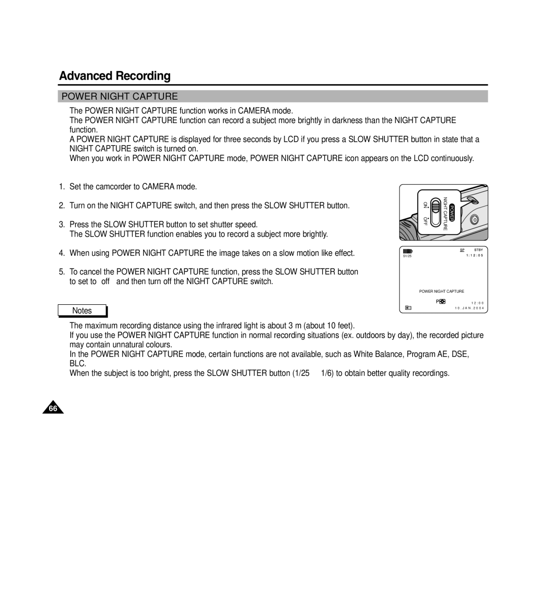 Medion MD80566 manual Power Night Capture 