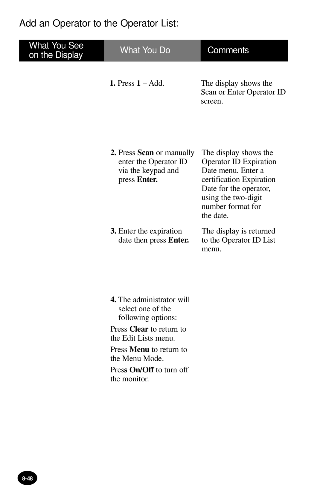 MediSense PCx manual Add an Operator to the Operator List 