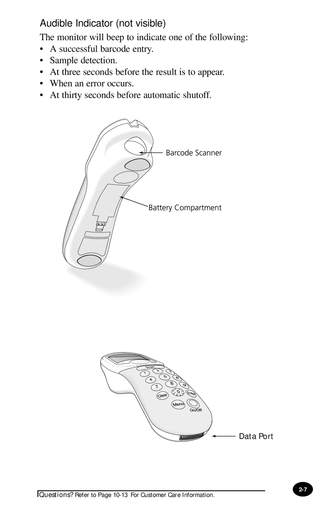 MediSense PCx manual Audible Indicator not visible 