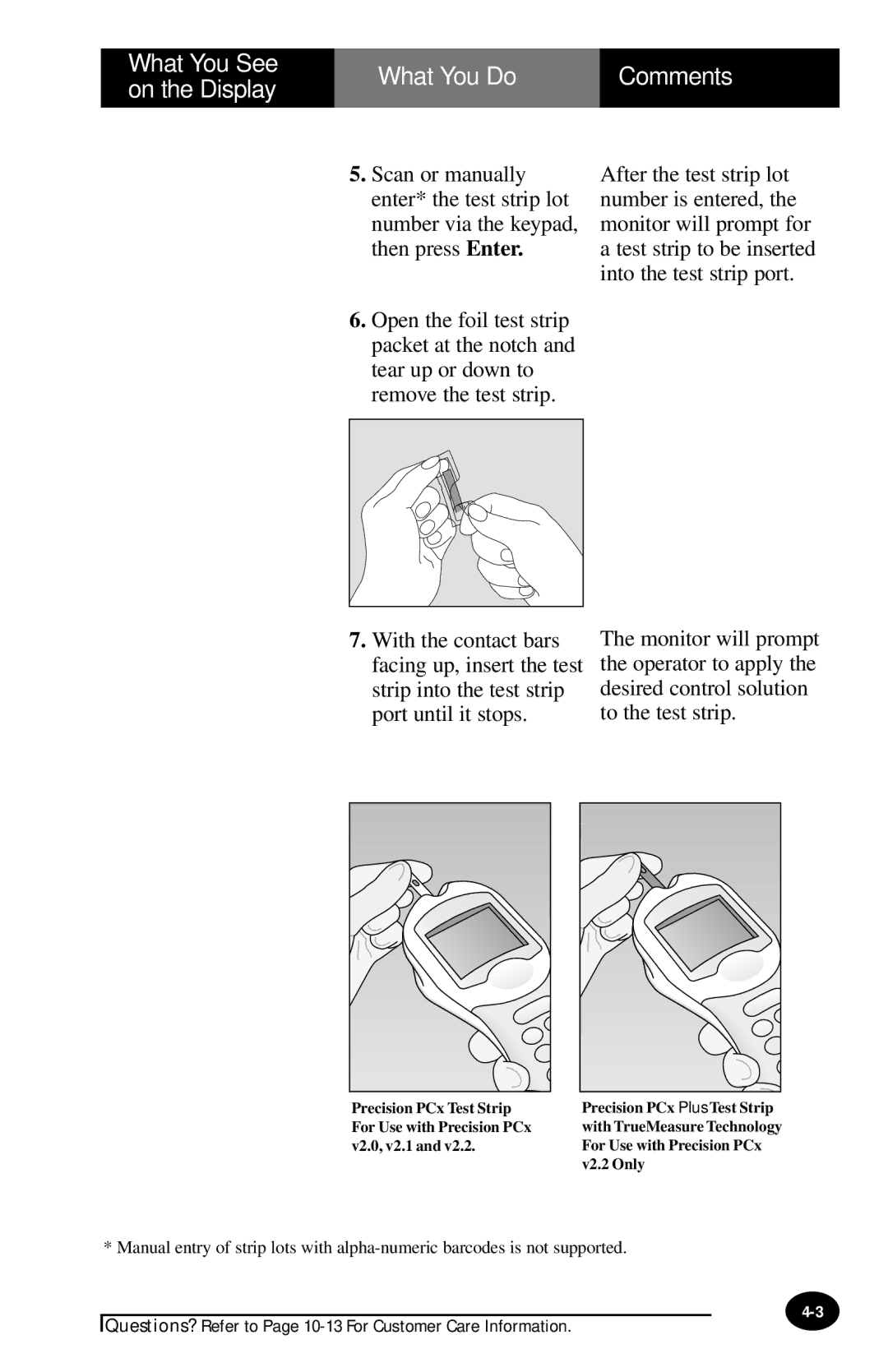 MediSense PCx manual What You See What You Do Comments On the Display 