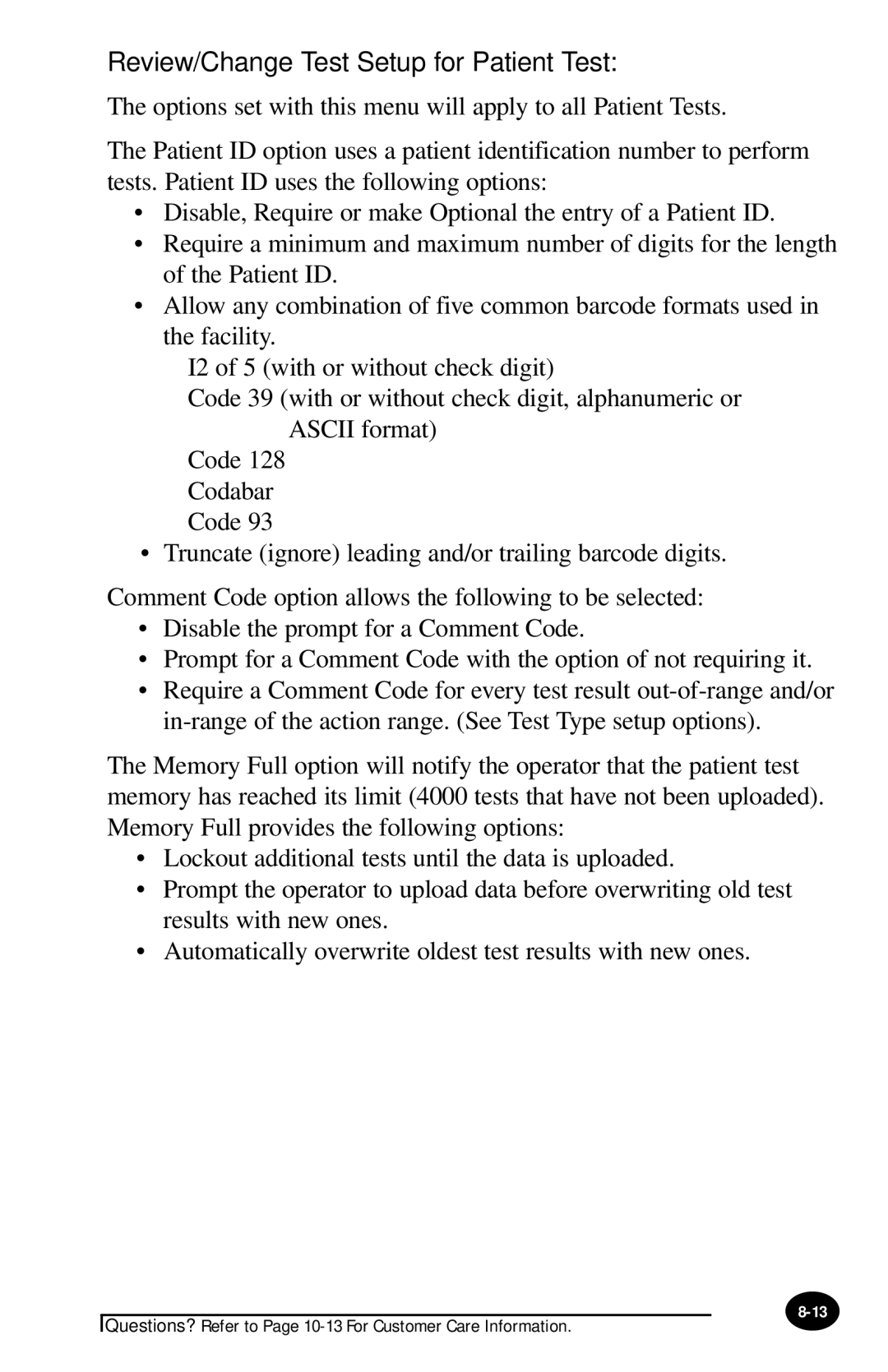 MediSense PCx manual Review/Change Test Setup for Patient Test 