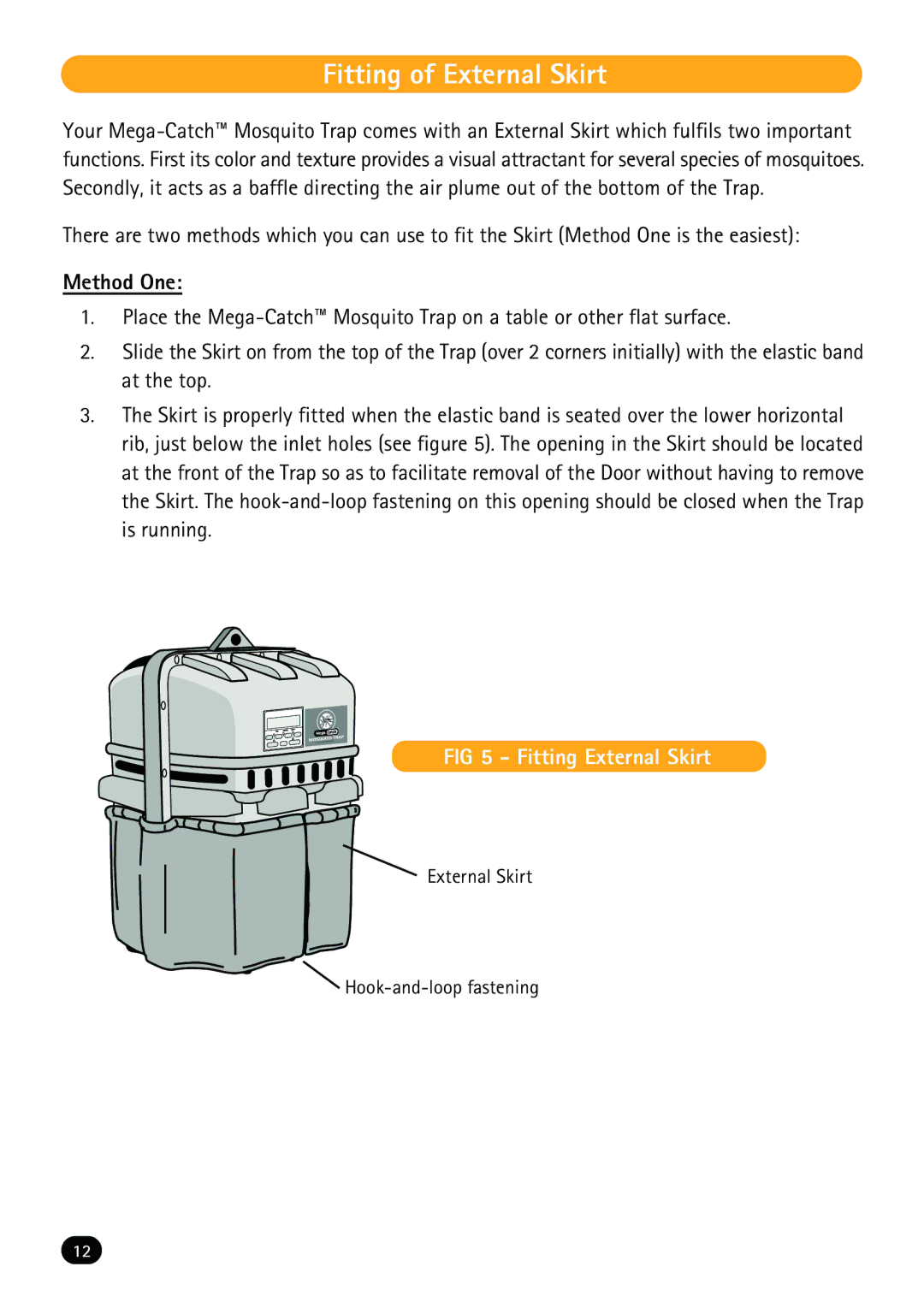 Mega Catch MCP800 operation manual Fitting of External Skirt, Method One, Fitting External Skirt 