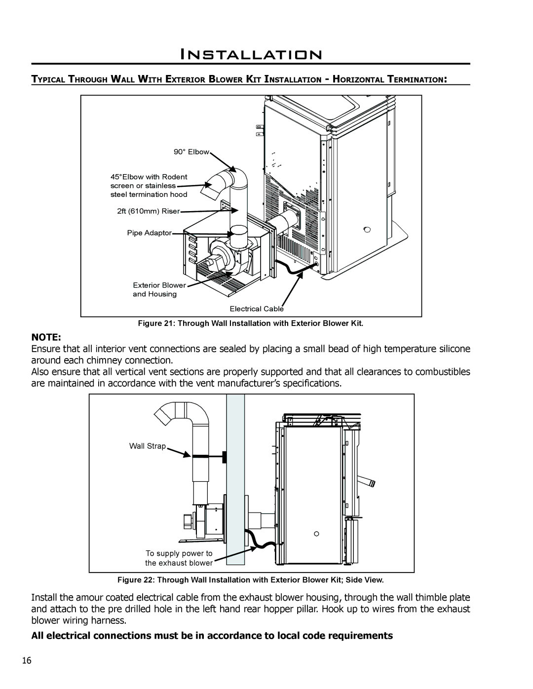 Mega Catch Mini technical manual Through Wall Installation with Exterior Blower Kit 