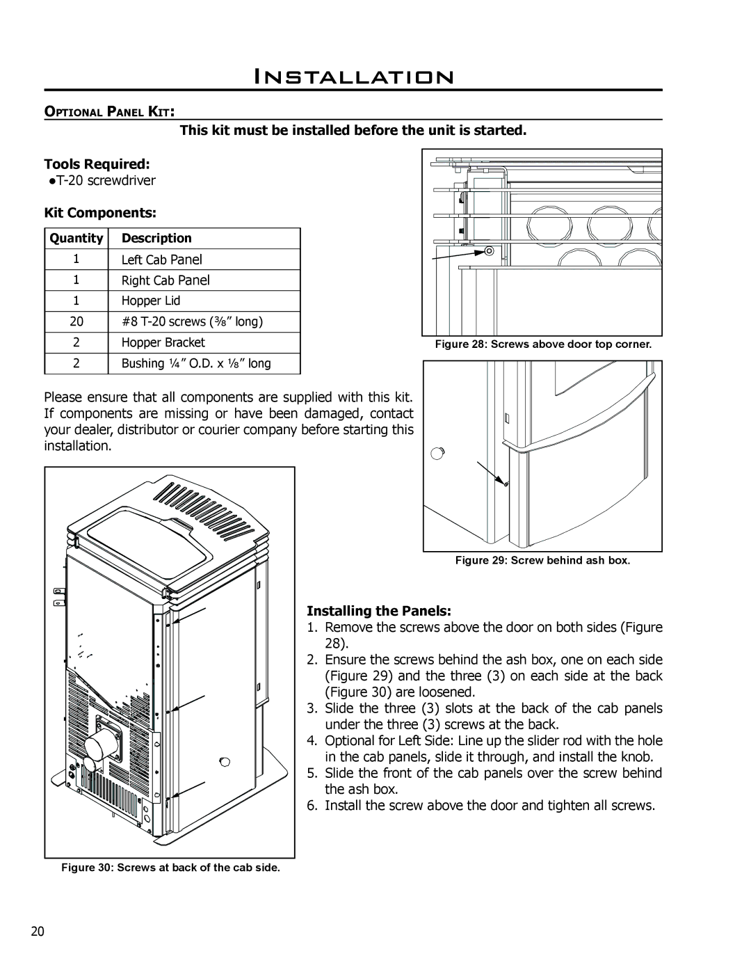 Mega Catch Mini technical manual Kit Components, Installing the Panels 