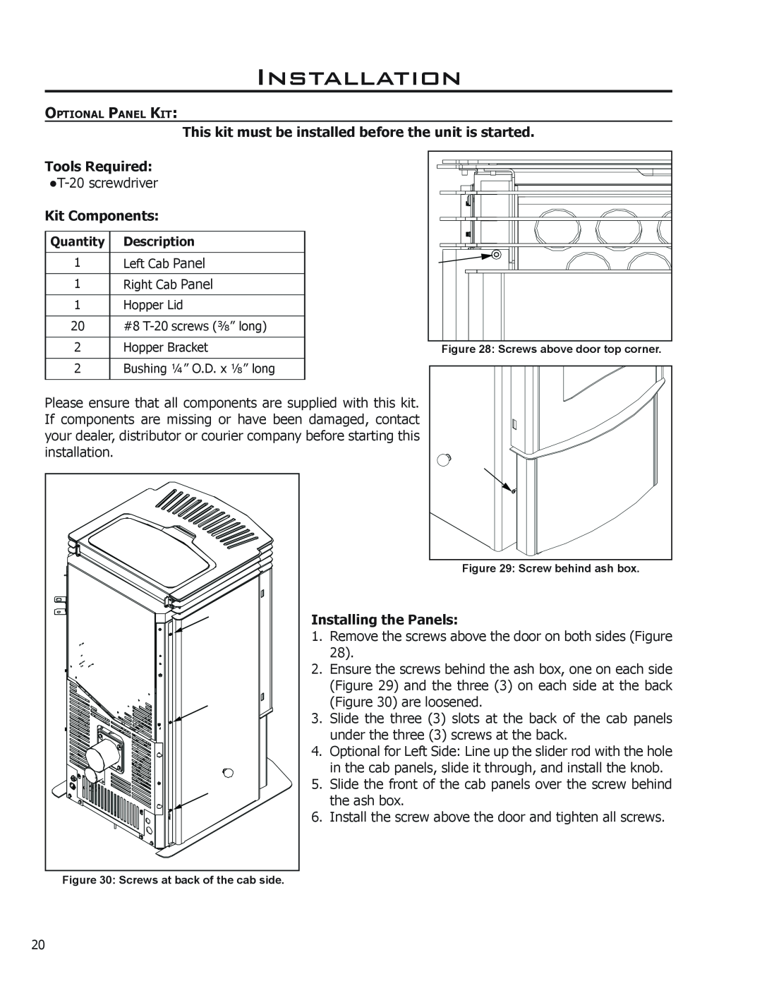 Mega Catch Mini technical manual Installation, Tools Required, Kit Components, Installing the Panels 