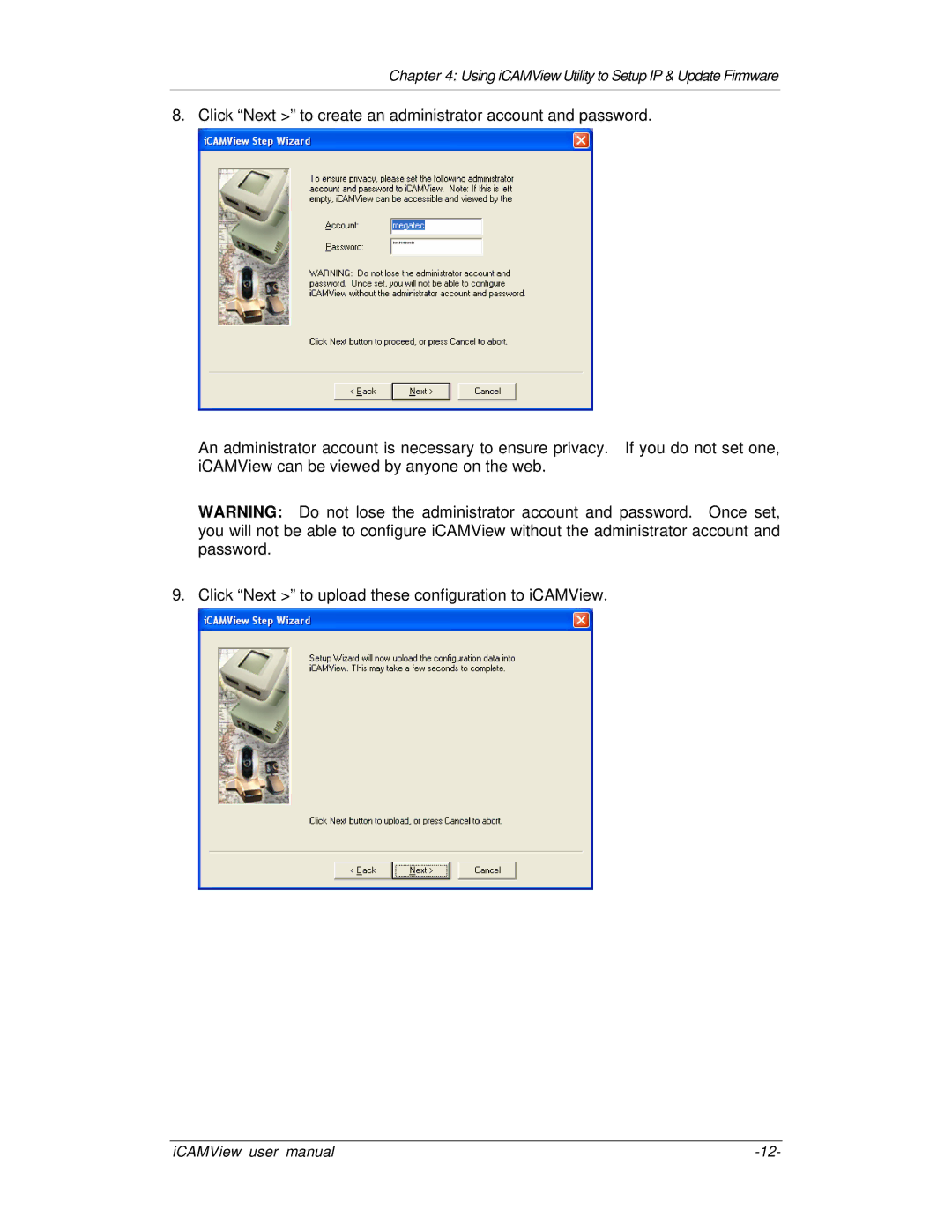 Mega System Tech iCV-03, iCV-02, iCV-01a, iCV-01b manual Using iCAMView Utility to Setup IP & Update Firmware 