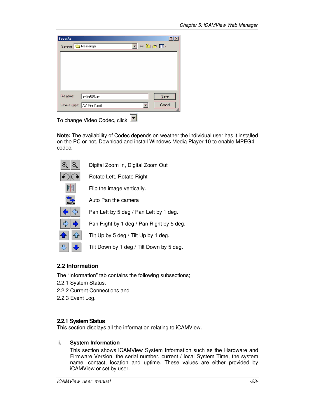 Mega System Tech iCV-01b, iCV-02, iCV-01a, iCV-03 manual System Status, System Information 