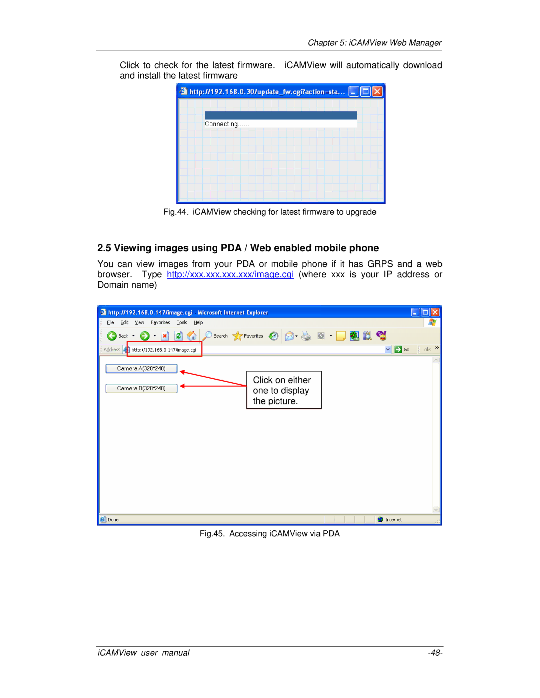 Mega System Tech iCV-03, iCV-02, iCV-01a, iCV-01b manual Viewing images using PDA / Web enabled mobile phone 