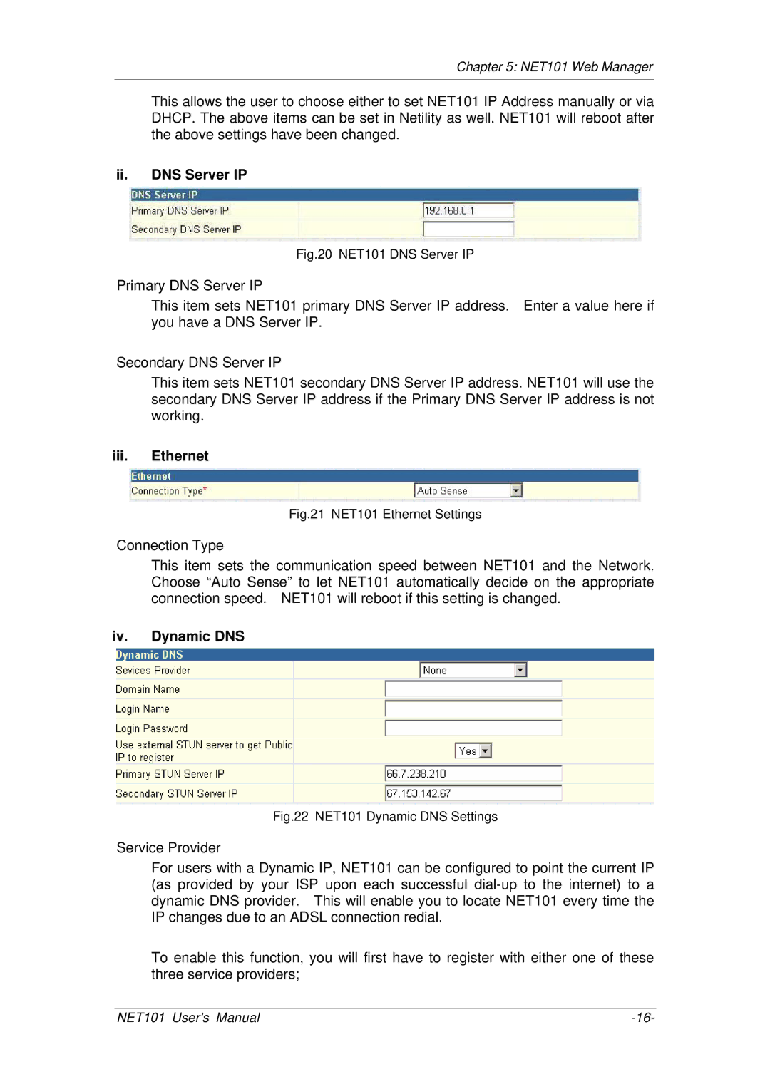 Mega System Tech RS485, RS232, RS422 manual Ii. DNS Server IP, Iii. Ethernet, Iv. Dynamic DNS 