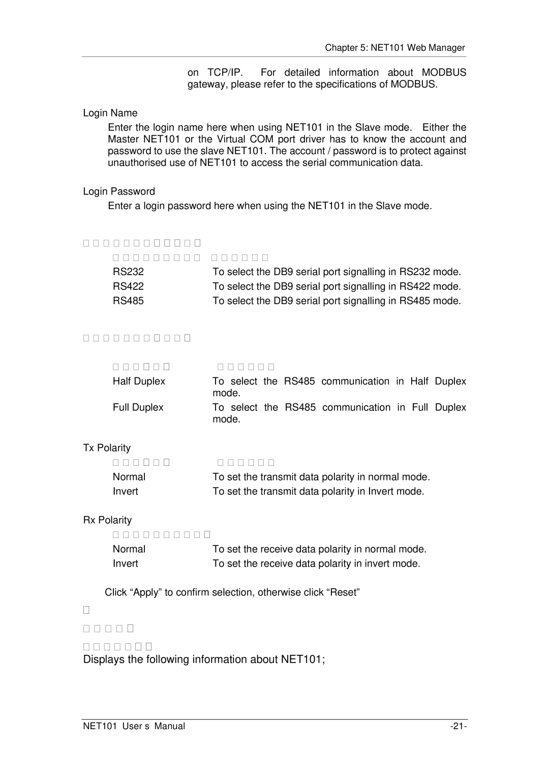 Mega System Tech RS422, RS485 Ii. Connection Type Connection Status Description, Iii. Operation Mode Mode Type Description 