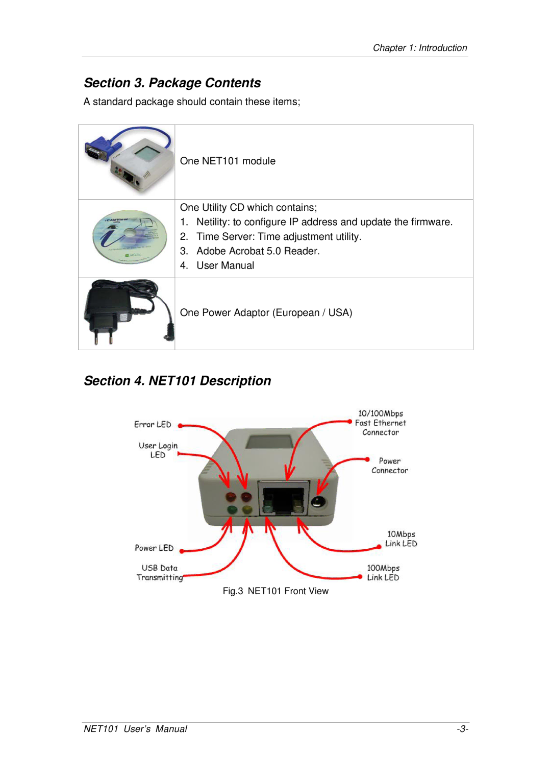 Mega System Tech RS422, RS485, RS232 manual Package Contents, NET101 Description 