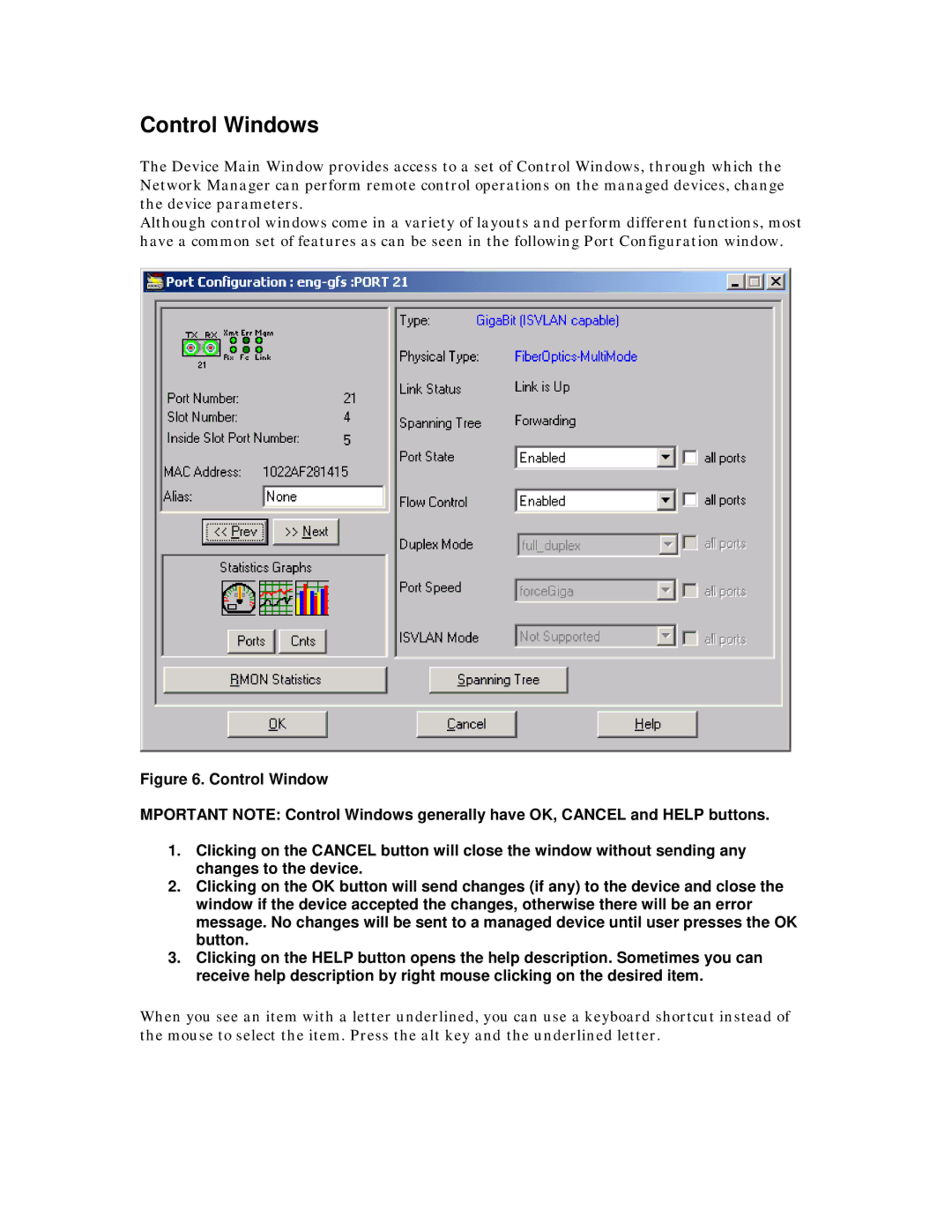 MegaVision Network Management System manual Control Windows 