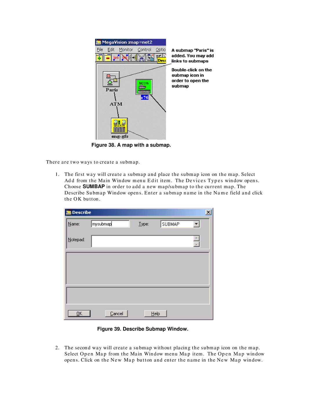 MegaVision Network Management System manual Map with a submap 